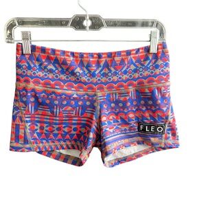 Fleo S red blue and grey biker shorts